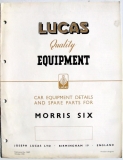 Lucas MORRIS SIX Electrics Car Equipment & Spare Parts List 1949 #CE475