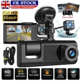 HD 1080P Car Dual Lens Dash Cams Front/Rear/Inside Camera Audio Video Recorder