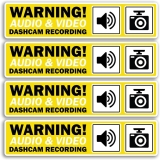 4 x Dashcam Recording Vinyl Stickers – Audio & Video Camera Warning Notice Car