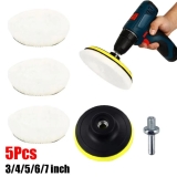 5Pcs Wool Car Polishing Pad Set  Auto Paint Care Polisher Pads 3/4/5/6/7 Inch