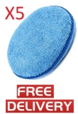 5 X Microfibre Polish Applicator Pads Kent Car Care Cleaning Valeting – Blue