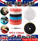 9X 150mm 6” Car Care Polisher Polishing Waxing Buffing Pads Drill Sponge Buffer