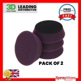 3D Car Care 3.5″ Dark Purple Heavy Cutting Foam Polish Pad 2 Pack For 3″ Backing