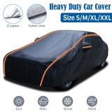 Heavy Duty Waterproof Car Cover 6-Layer PEVA &Cotton Cover Rain Snow UV Protect