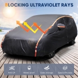 XXL Heavy Duty Waterproof Car Cover Rain Snow UV Full Protection Outdoor Black