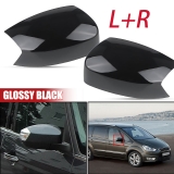 1Pair Wing Mirror Cover Cap Glossy Black For Ford S-MAX Galaxy C-MAX KUGA/Escape