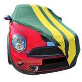 Indoor car cover fits Mini Coupe (R58) Bespoke Green with yellow striping GARAGE