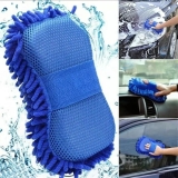 Blue Microfiber Car Wash Sponge with Elastic Band Accessories Multipurpose