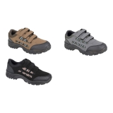 DEK Mens Black Shoes Hiking Walking Trainers Leather Look Strap Up Size 5-13