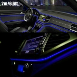 2m Blue Car Interior Atmosphere Wire Auto Strip Light LED Decor Lamp Accessories