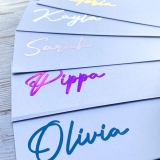 1,5,10 Personalised Vinyl Name Stickers Decal Label Water Bottle Wedding 1″ 2″
