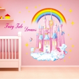 Decowall SG-2207 Rainbow Castle Wall Stickers for kids Girls Living room Bedroom
