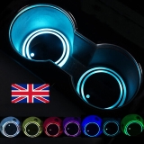 2X RGB LED Car Cup Holder Light Mat Pad Drink Coaster Car Interior Accessories~