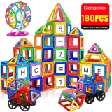 Kids Magnetic Building Blocks 180Pcs Magnetic Tiles Educational Construction Toy
