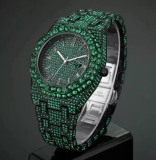 Miss Fox Luxury Hip Hop Fully Iced Out Men’s  Green Watch