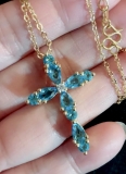 Vintage Style Jewellery Aquamarine Topaz Necklace 18K gold plated