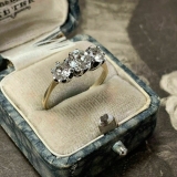 Three Stone 2.50 Ct Round Diamond Engagement Ring 14K Yellow Gold Finish Size P