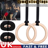 Fitness Wooden Gymnastic Rings with Straps Gym Strength Training Pull Up 400KG