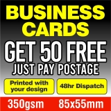 50 FREE Business Cards – just pay postage – 350gsm – Personalised Business Card