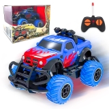 Kids Mini RC Monster Truck 4-Way Remote Control Car Set Flame Art Off-Road Toy