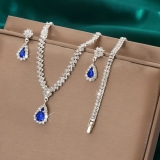 Elegant Necklace Set Waterdrop Jewellery Set Sparkle Rhinestone Bridal Jewellery