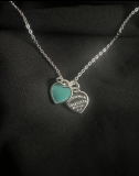 Tiffany & Co. 925 Sterling Silver Heart Pendant Necklace Silver And Torqueies