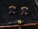 Vintage Style Jewellery Amethyst Earrings 18K Gold Plated