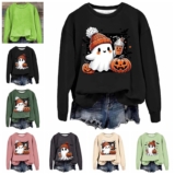 Womens Halloween Hoodies Long Sleeve Pumpkin Sweatshirt Cute Casual Pull Over