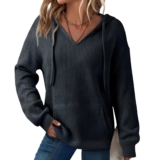 Womens Hoodies Oversized Sweatshirts Ribbed Knit Long Sleeve Drawstring  Tops