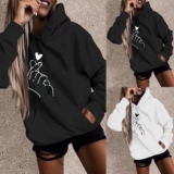 Printed Warm Hoodie for Women Long Sleeve Casual Sweatshirts with Hood