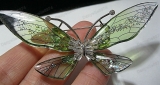 Translucent BUTTERFLY Baguette Crystal Silver Brooch Vintage Style Jewellery