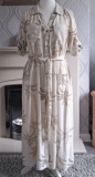 Matalan Women’s Short Sleeve V Neck Midi Shirt Dress Tie Belt Beige Size 16 Bnnt