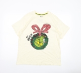 Matalan Women’s Ivory Grinch Sequin Christmas T-Shirt Size M