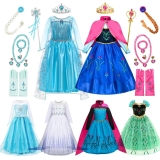 Princess Dresses Girls Mesh Sequin Dress Kids Cosplay Frozen Snow Queen Costumes