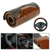 Peach Wood DIY Car Truck Leather Steering Wheel Cover With Needles And Thread