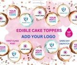 EDIBLE Cupcake Toppers Personalised LOGO Business Printed ICING RICE WAFER 2″