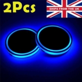 2X RGB LED Car Cup Holder Light Mat Pad Drink Coaster Car Interior Accessories