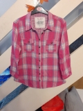 Ladies Pink Check 3/4 Length Sleeved Shirt – Size 14