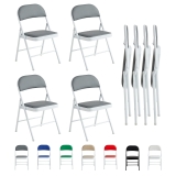 1/2/4/6Pcs Faux Leather Foldable Folading Chairs w/ Metal Frame and Padded Seat