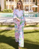 NWT Lilly Pulitzer Ocleppo V-Neck Maxi Caftan Conch Shell Pink Full Size !