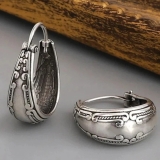 Vintage Silver Hoop Earrings for Women Retro Bohemian Earrings Ethnic Jewellery