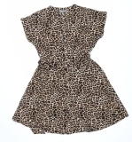 Matalan Womens Brown Animal Polyester Blend Size 10 V-Neck –