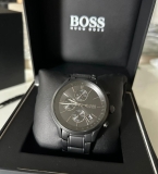 New HUGO BOSS HB1513676 Grand Prix Black Stainless Chronograph Men’s WristWatch
