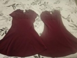 Twin Girls Lace Maroon Primark Dresses Size 8-9 Years *Smaller Fit* 7-8 Years