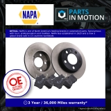 2x Solid Brake Discs and Pads Rear NAPA NBK5303DP fits VW Audi Seat Skoda