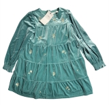 BNWT M&S Girls Velvet Floral Embroidered Tiered Dress – Size Age 7-8 Years