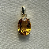 1.7 ct Natural Citrine Yellow Gold Plated 925 Sterling Silver Pendant