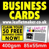 50 FREE Business Cards – printed on 400gsm Gloss Coated – just pay for postage