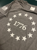 RARE Infowars 1776 Short Sleeve Grey T-Shirt Tee LARGE Alex Jones Patriotic USA