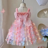 New Baby Girls Birthday Party Evening Dresses Summer Butterfly Wings Children